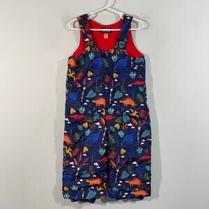 The Children's Place Navy Blue Dinosaur Print Snow Bib Overalls with Red Lining